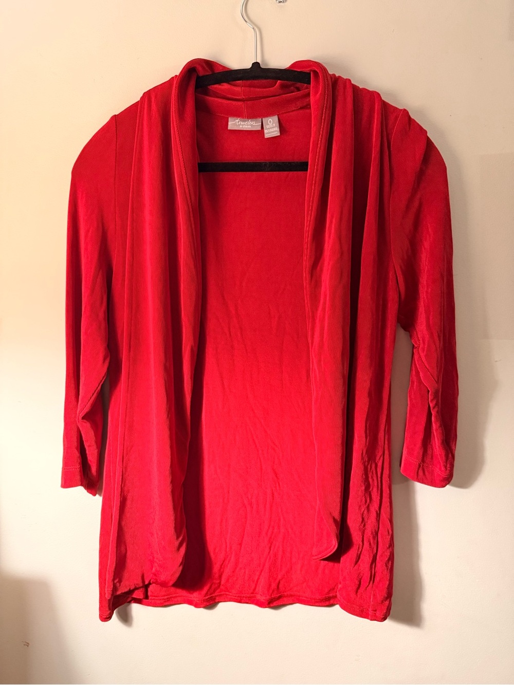 Travelers by Chicos Red Open-Front Women's Cardigan